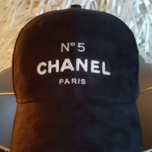 Chanel black suede baseball cap